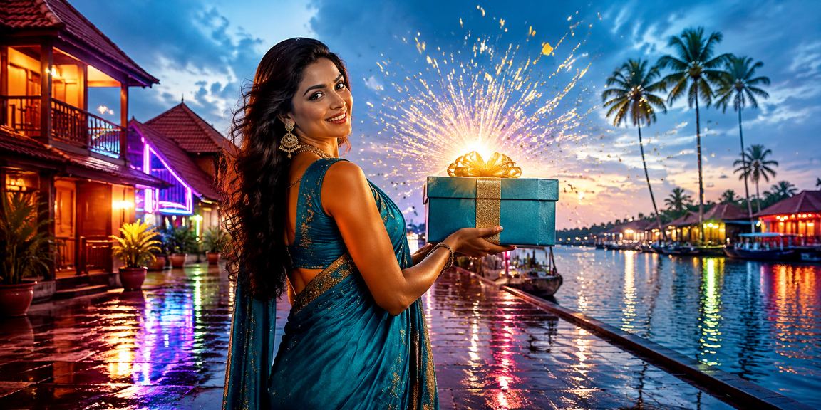 Excited Indian woman playing slot game on mobile device